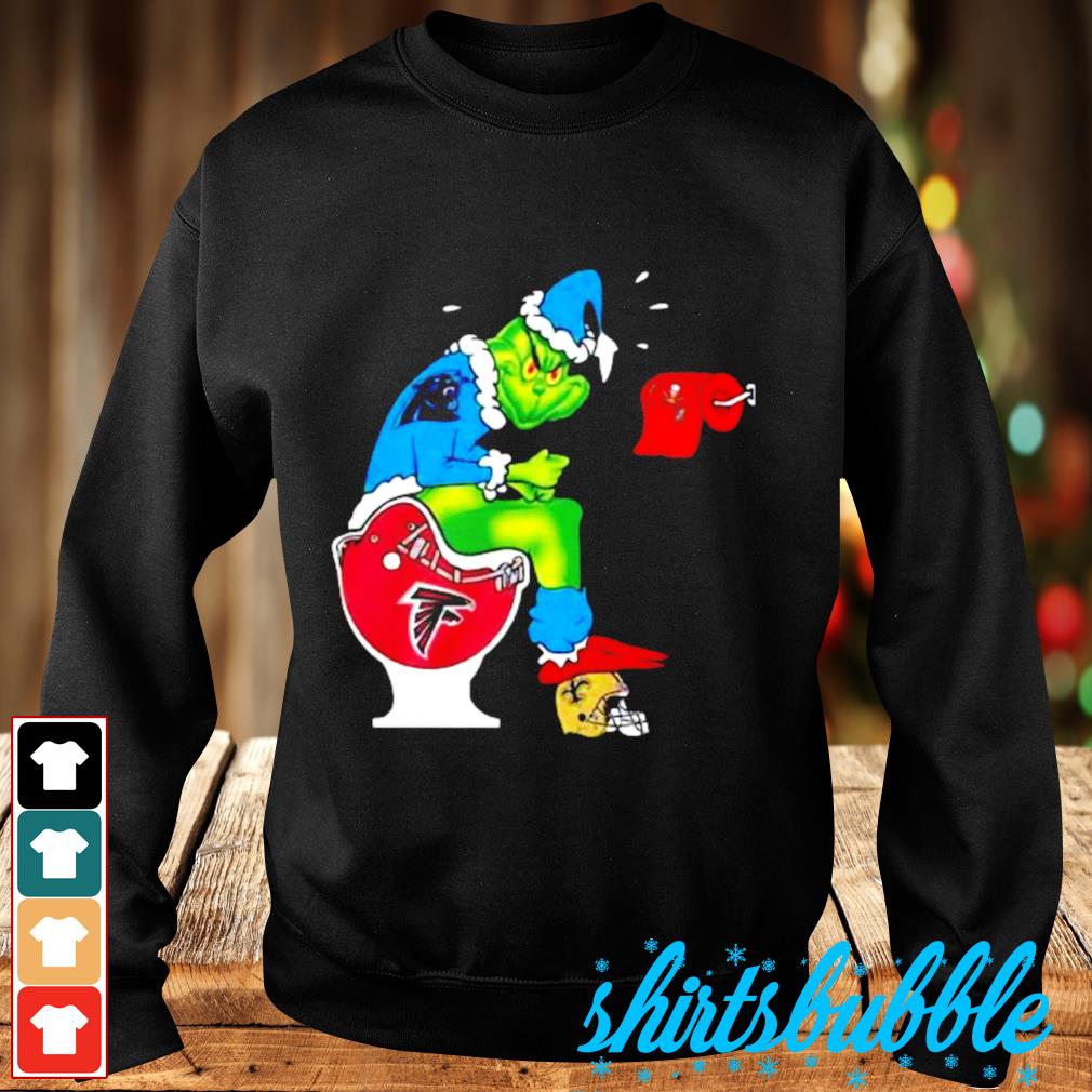 Funny Atlanta Falcons the Grinch Carolina panthers shit on toilet Christmas  shirt - Shirts Bubble